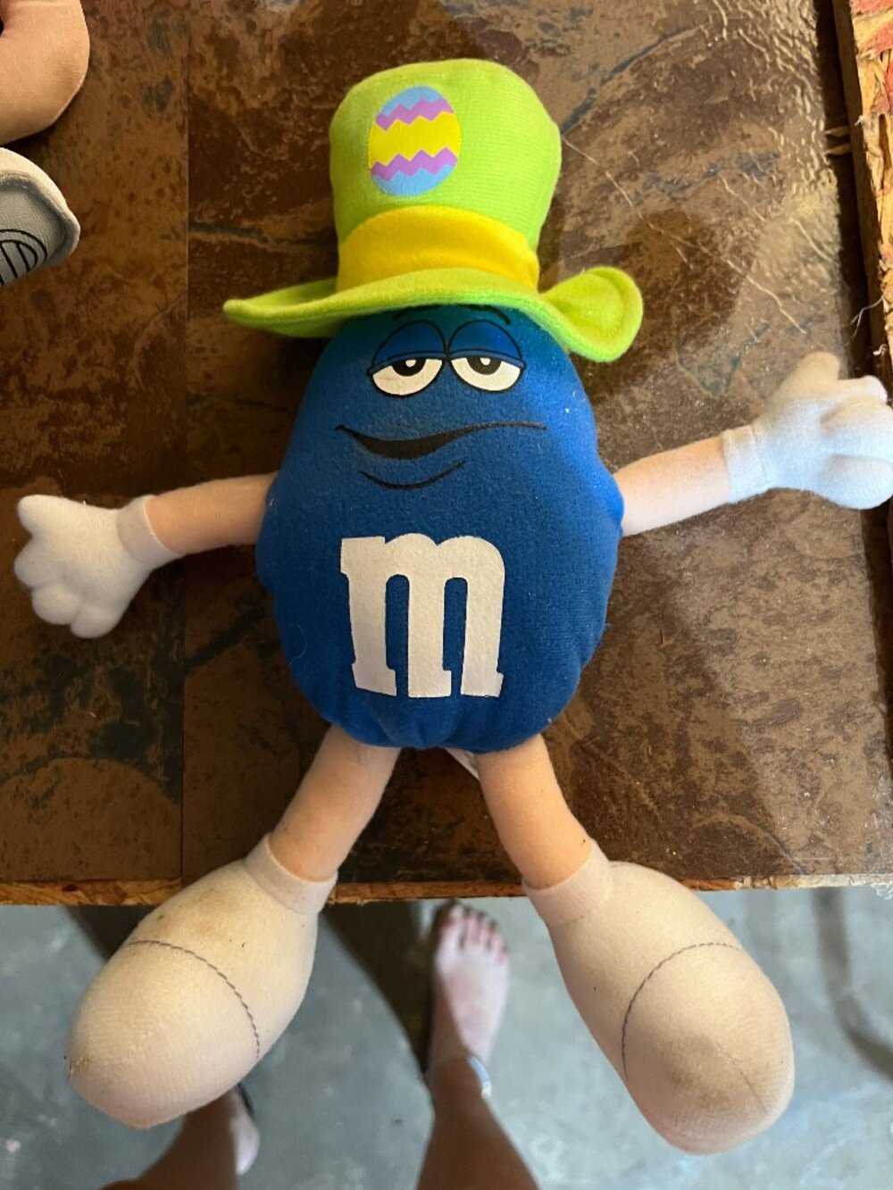 M&M Blue M&M Plush Toy 11 Inch Easter Green Hat Soft Stuffed Animal
